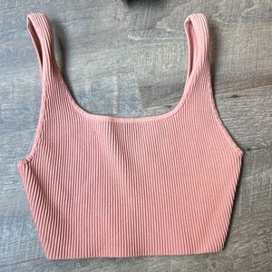 Babaton Sculpt Knit Squareneck Cropped Tank (pink)